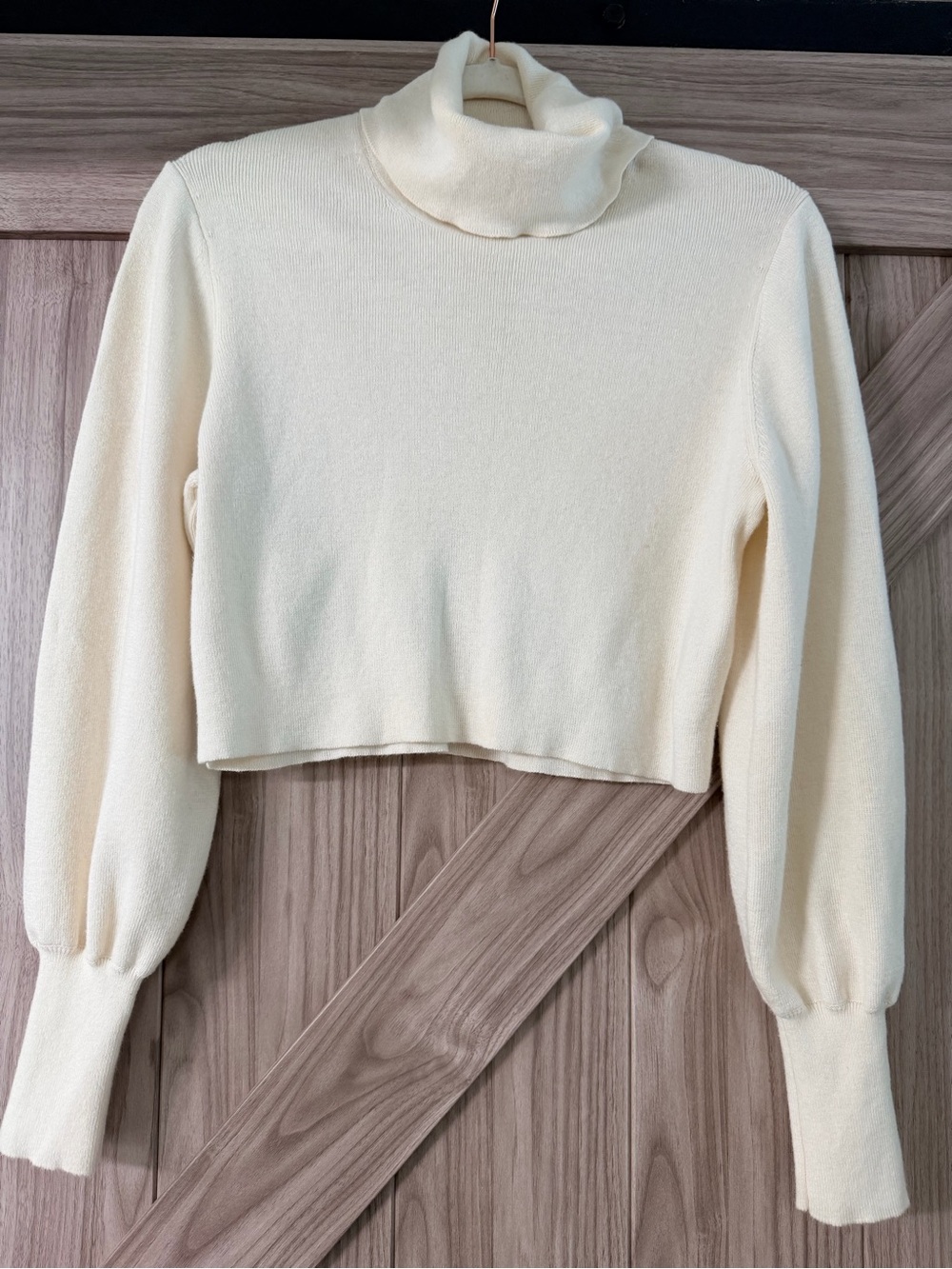 Cream Turtleneck Cropped Sweater